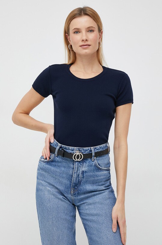 United Colors of Benetton pulover de bumbac subtiri bleumarin 1091D1M10.016