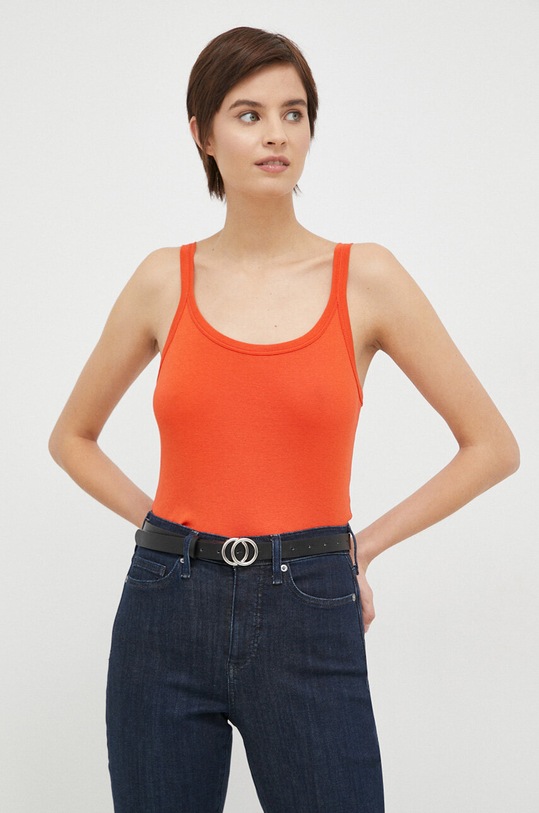United Colors of Benetton top bawełniany bawełna pomarańczowy 3GA2E8397.3T5