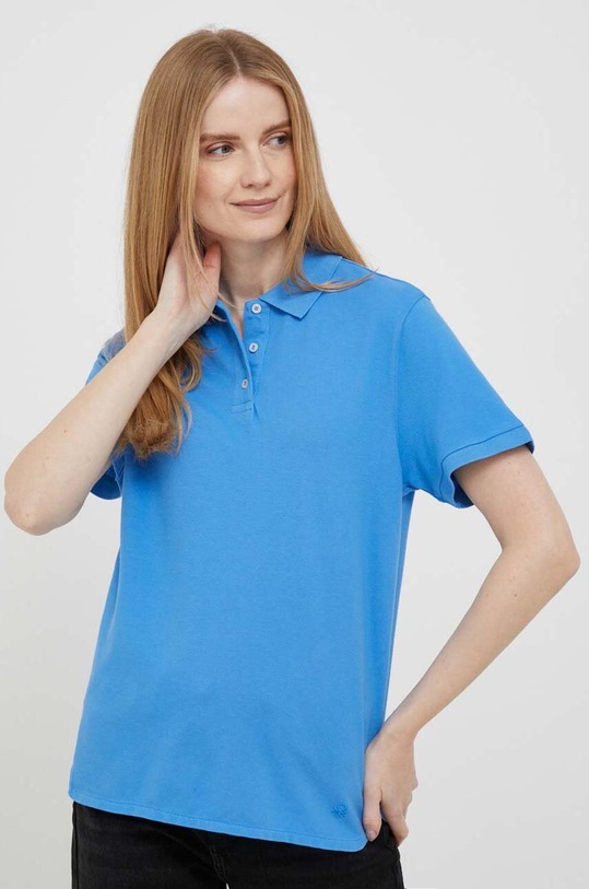 Πόλο United Colors of Benetton με ελαστάν μπλε 3WG9D3008.16F