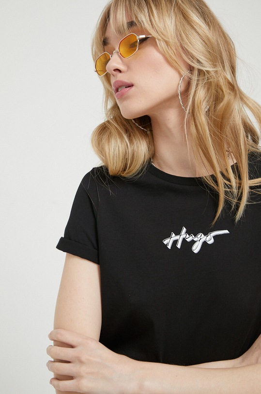 Бавовняна футболка HUGO чорний 50486327
