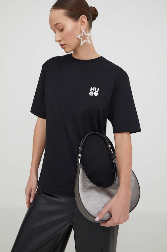 HUGO tricou din bumbac print negru 50489198