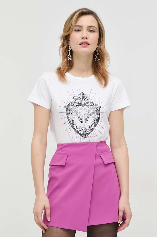 Pinko t-shirt bawełniany nadruk biały 100355.A0OO