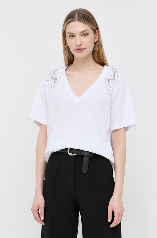 Pinko t-shirt bawełniany biały 100495.A0M7