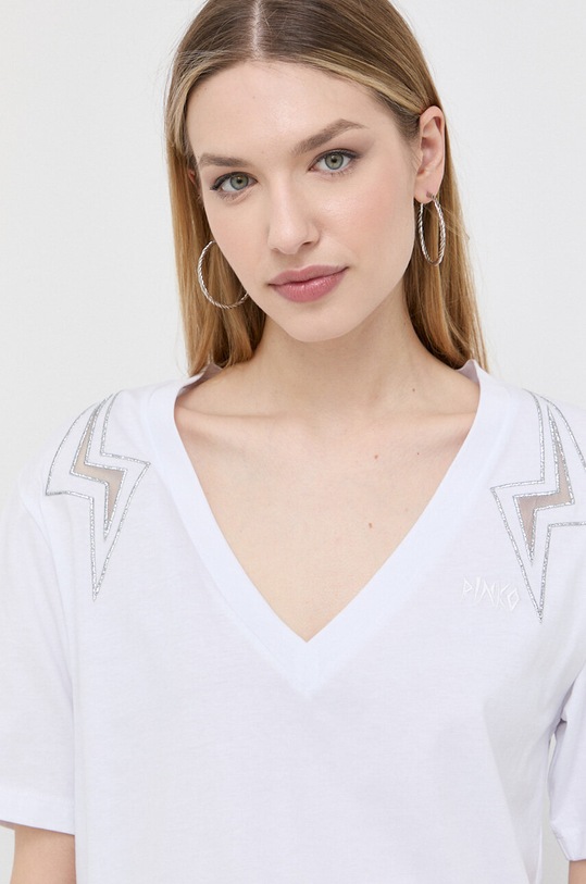 Pinko t-shirt bawełniany 100495.A0M7 biały