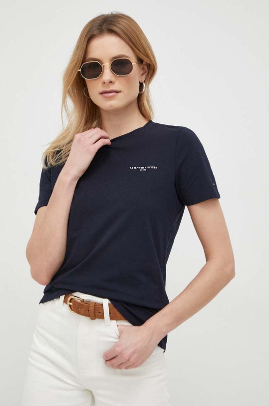 Tommy Hilfiger t-shirt z elastanem granatowy WW0WW37877.PPYX