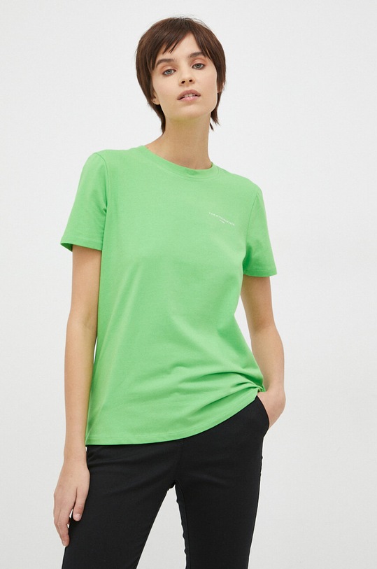 Tommy Hilfiger t-shirt z elastanem zielony WW0WW37877.PPYX