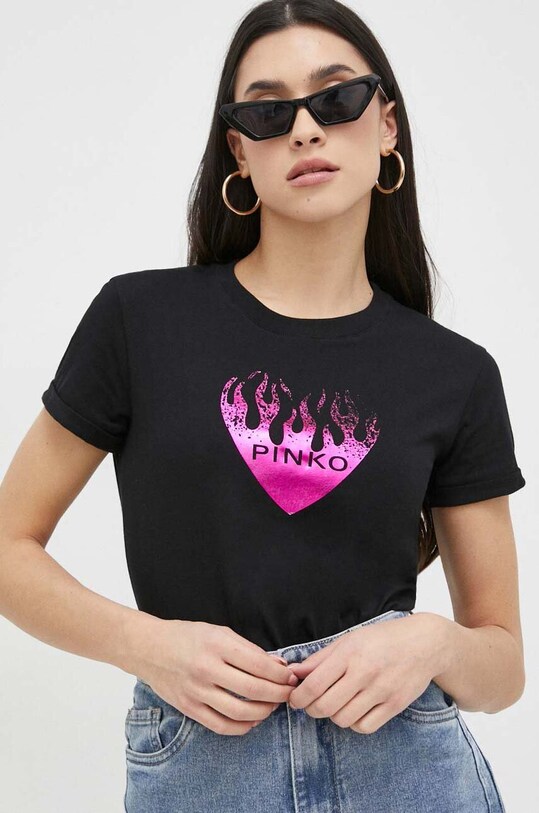 Bombažna kratka majica Pinko črna 100783.A0PR
