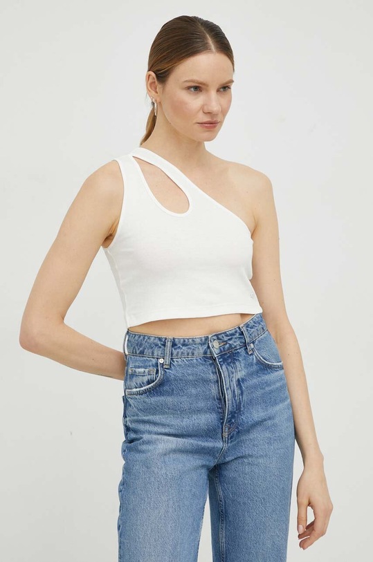 Marc O'Polo top DENIM z elastanem beżowy 342208650045