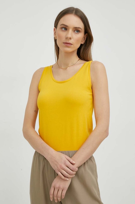 Marc O'Polo top z elastanem żółty 302200150001