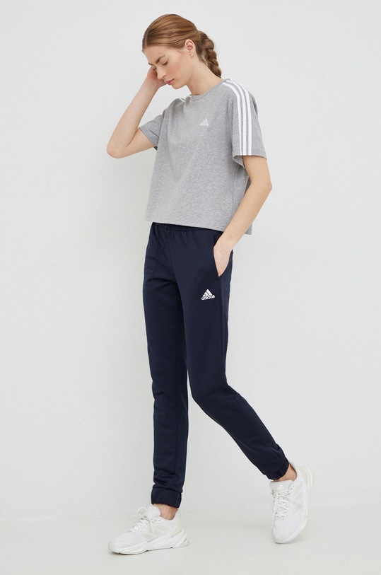 Bavlněné tričko adidas HR4916 šedá SS23