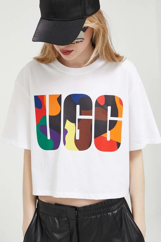 UGG t-shirt bawełniany nadruk biały 1144190