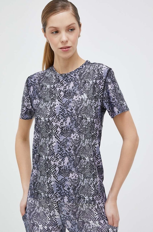 adidas Performance t-shirt do biegania Fast wzorzyste fioletowy HR5713