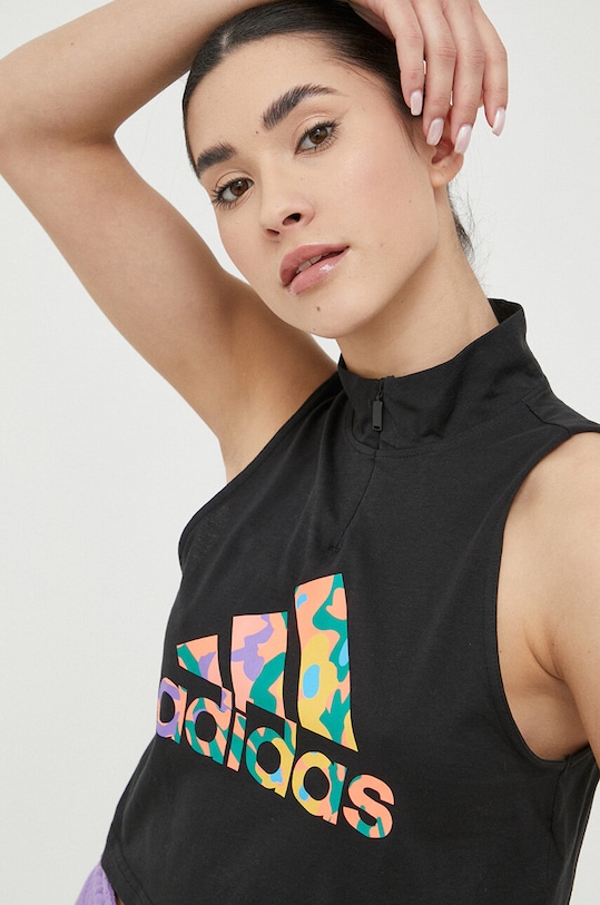 Бавовняний топ adidas чорний HT4706