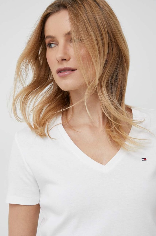 Bavlněné tričko Tommy Hilfiger bílá WW0WW37873.PPYX