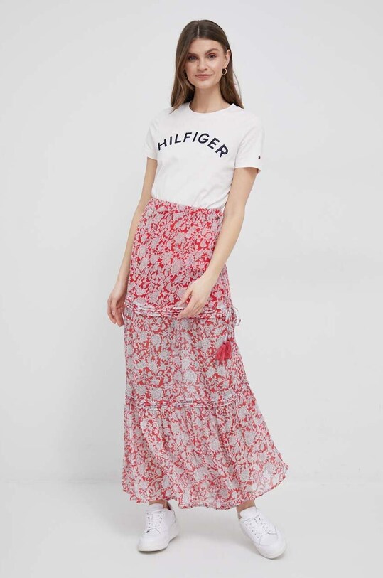 Bavlnené tričko Tommy Hilfiger WW0WW37864.PPYX béžová SS23