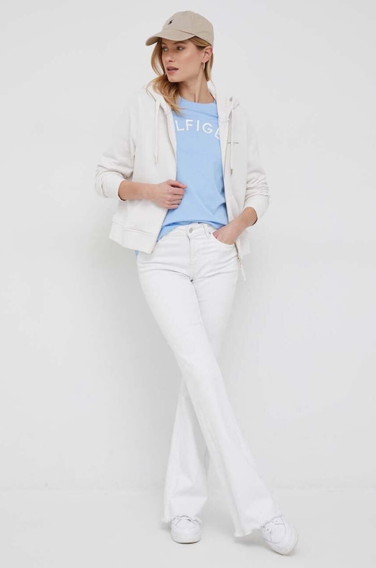 Bavlněné tričko Tommy Hilfiger WW0WW37864.PPYX modrá SS23