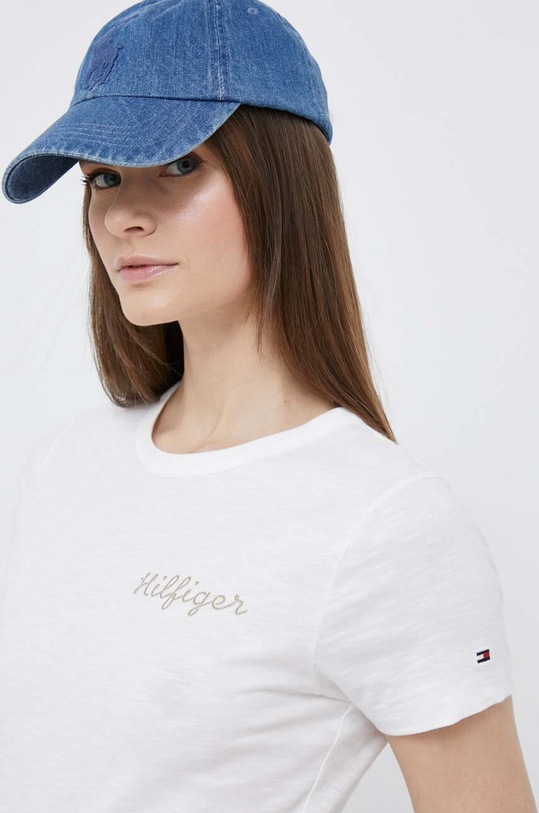 Bavlněné tričko Tommy Hilfiger slim bílá WW0WW37860.PPYX