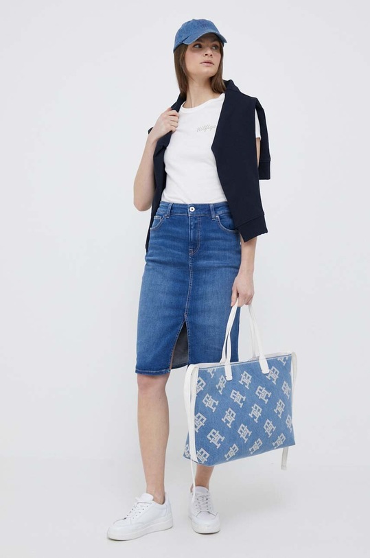 Bavlněné tričko Tommy Hilfiger WW0WW37860.PPYX bílá SS23