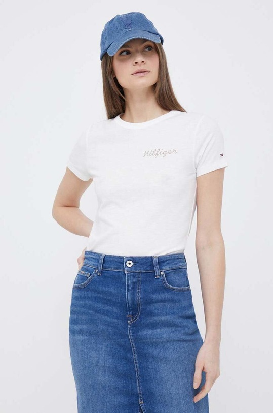 Bavlněné tričko Tommy Hilfiger bílá WW0WW37860.PPYX
