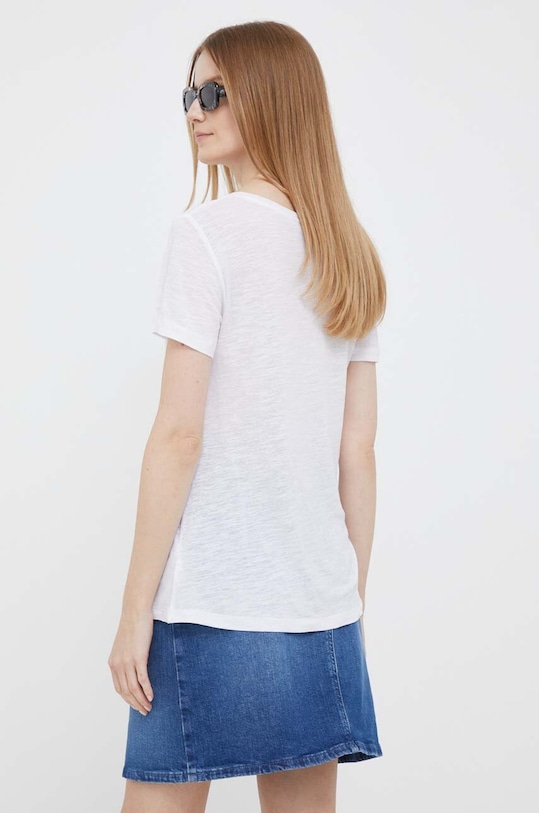 Odzież Tommy Hilfiger t-shirt z domieszką lnu WW0WW37862.PPYX biały