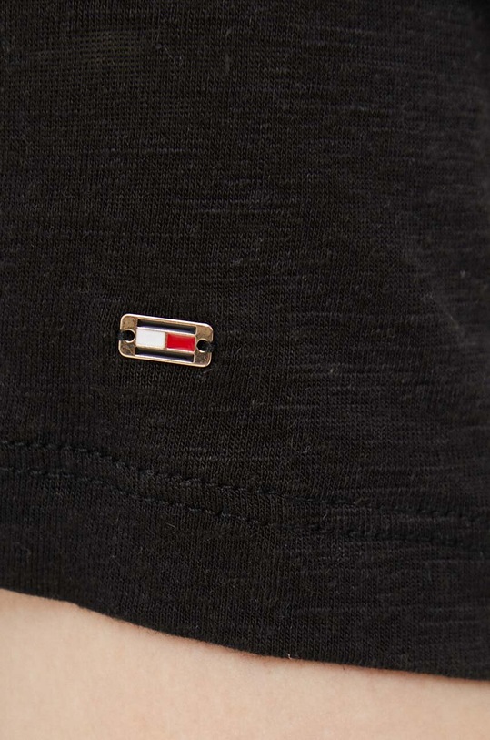 Tričko se lněnou směsí Tommy Hilfiger WW0WW37862.PPYX černá