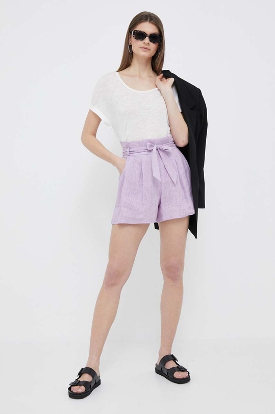 Tommy Hilfiger maglietta con aggiunta di lino WW0WW37878.PPYX bianco SS23