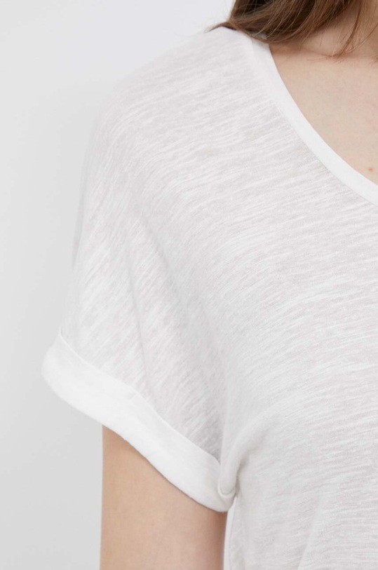 Tommy Hilfiger maglietta con aggiunta di lino WW0WW37878.PPYX bianco