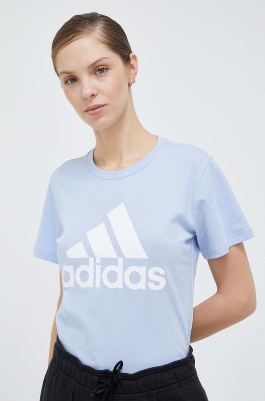 adidas t-shirt bawełniany nadruk niebieski IC0637