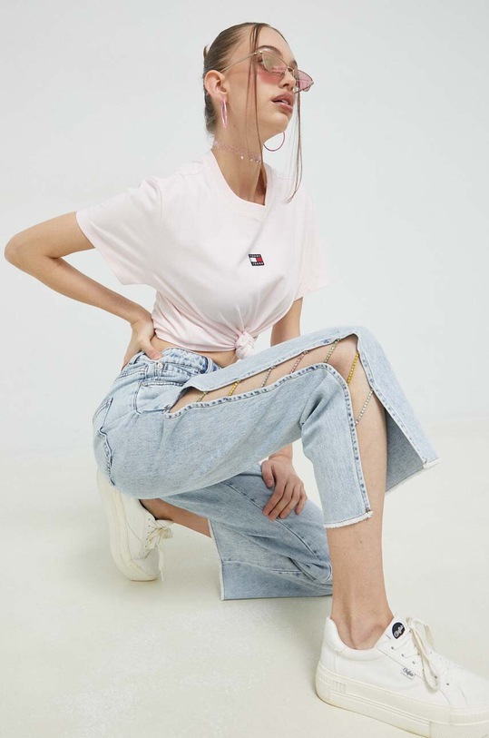 Majica kratkih rukava Tommy Jeans bez uzorka roza DW0DW15640.PPYX