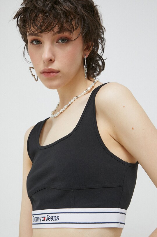 Top Tommy Jeans slim černá DW0DW15300.PPYX