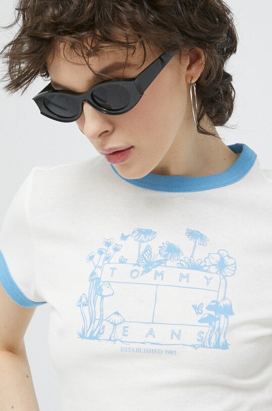 Tommy Jeans tricou din bumbac bej DW0DW15478.PPYX