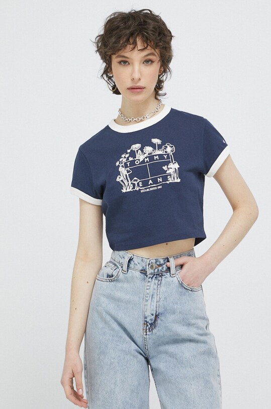 Tommy Jeans tricou din bumbac print bleumarin DW0DW15478.PPYX