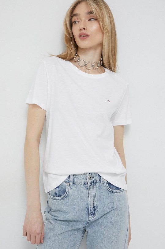 Tommy Jeans tricou din bumbac 2-pack uni albastru DW0DW11459.PPYX