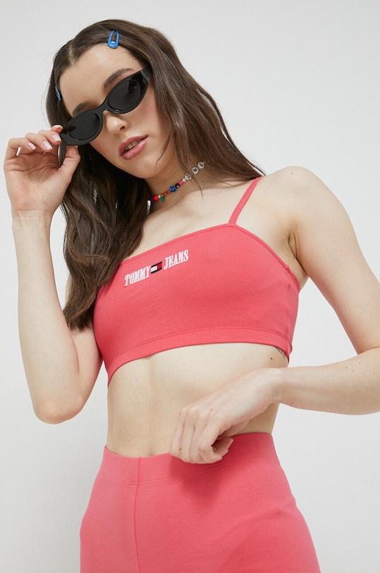 Tommy Jeans top aplikacja różowy DW0DW15458.PPYX