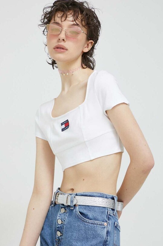 Топ Tommy Jeans білий DW0DW15312.PPYX