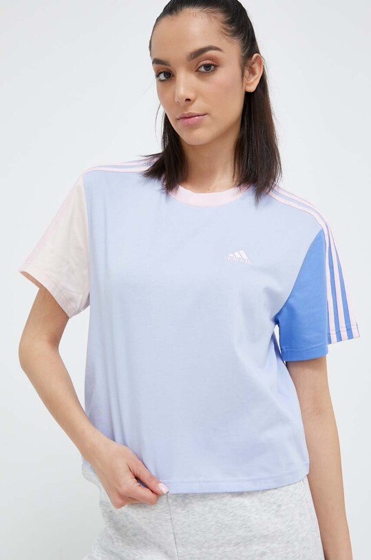 Βαμβακερό μπλουζάκι adidas βαμβάκι μπλε IC1472