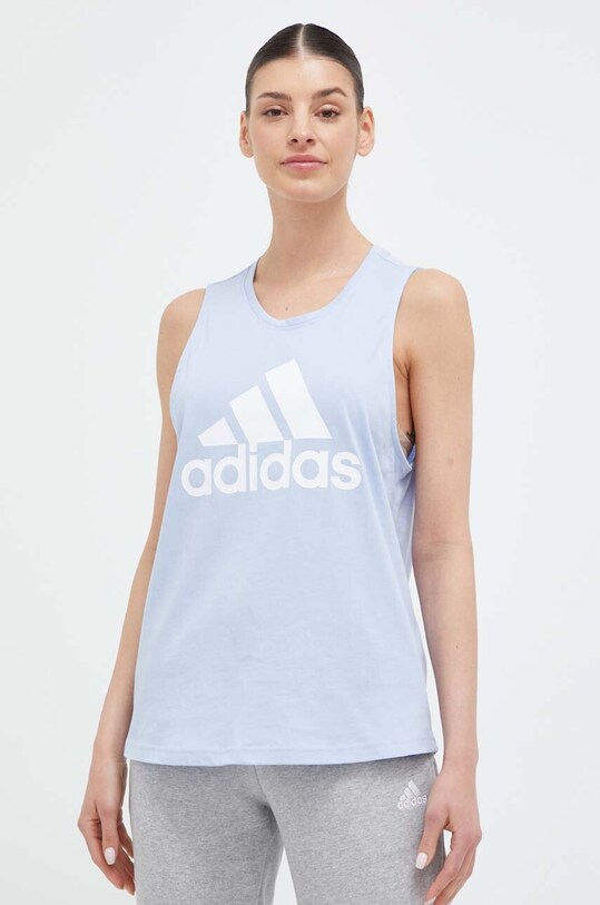 adidas top bawełniany niebieski IC8839