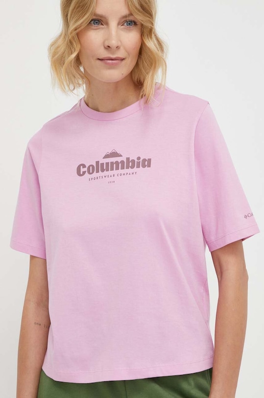 Columbia t-shirt bawełniany North Cascades nadruk różowy 1992085