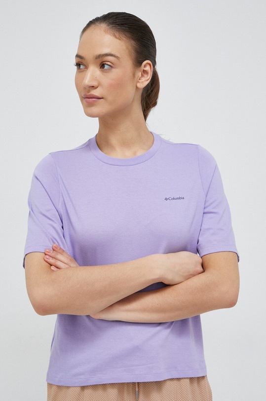Odzież Columbia t-shirt bawełniany North Cascades 2036593 fioletowy