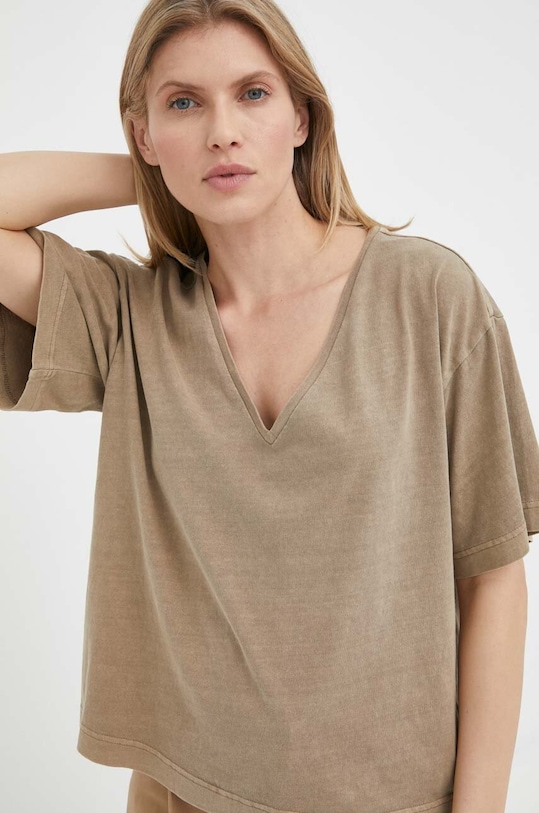 G-Star t-shirt bawełniany bawełna brązowy D23123.C756