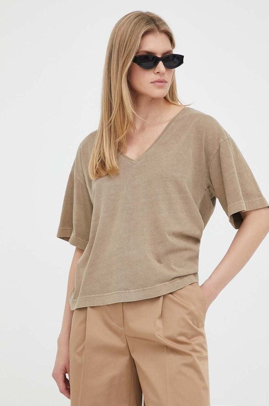 G-Star t-shirt bawełniany brązowy D23123.C756