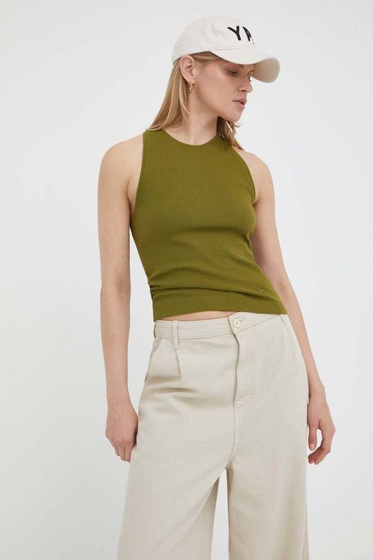 Bombažen top G-Star Brez vzorca zelena D23132.D275