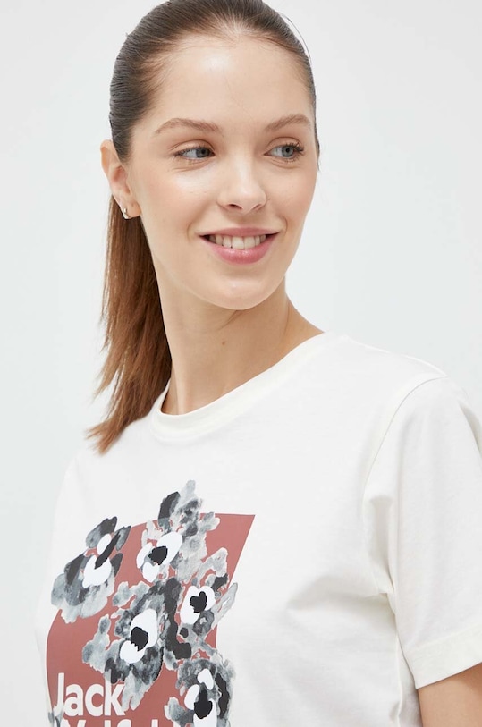 Bavlněné tričko Jack Wolfskin 10 béžová 1809051