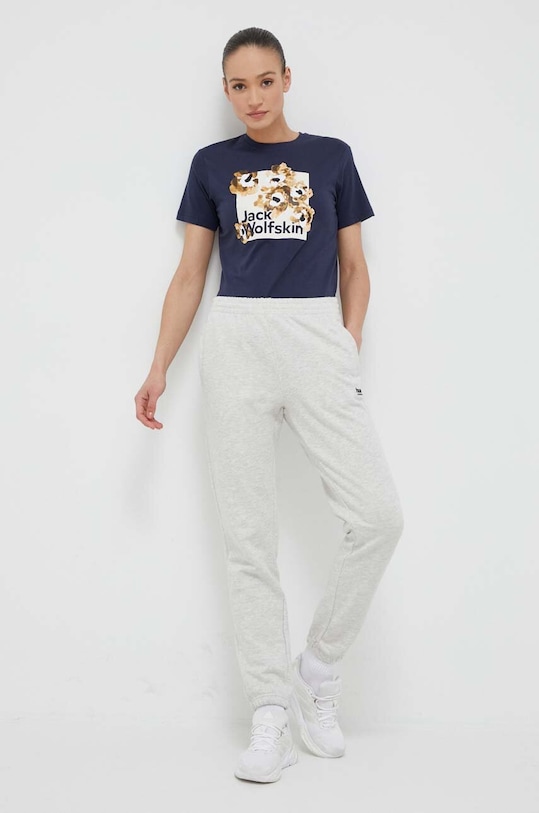 Jack Wolfskin tricou din bumbac 10 1809051 bleumarin SS23