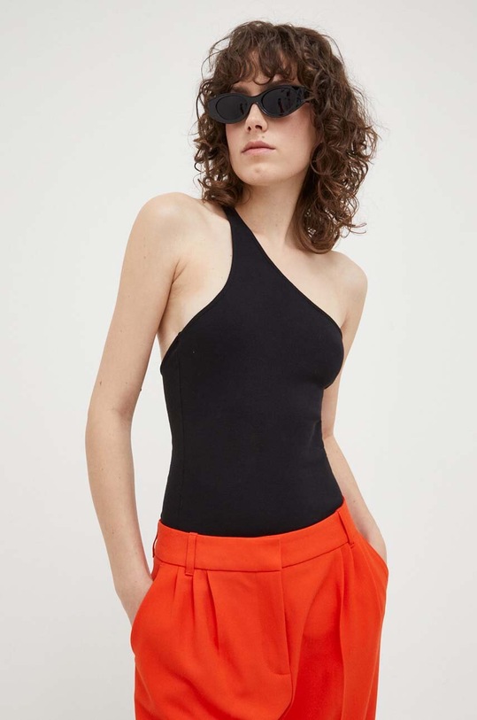 Samsoe Samsoe top z elastanem czarny F23100114