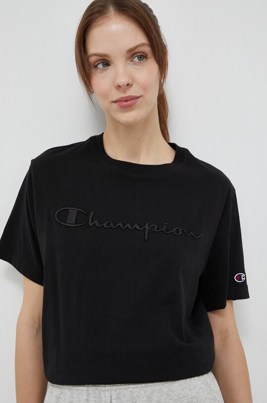 Champion tricou din bumbac print negru 116058