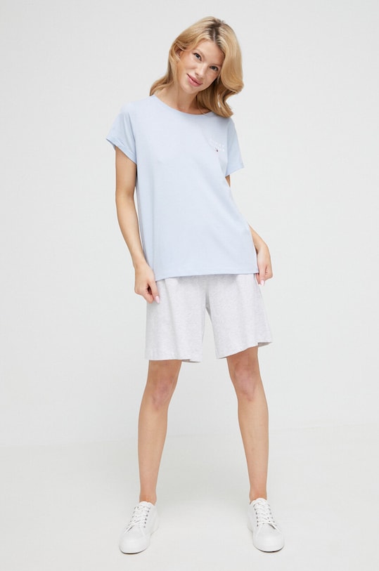Бавовняна футболка lounge Tommy Hilfiger UW0UW04525.PPYX блакитний SS23