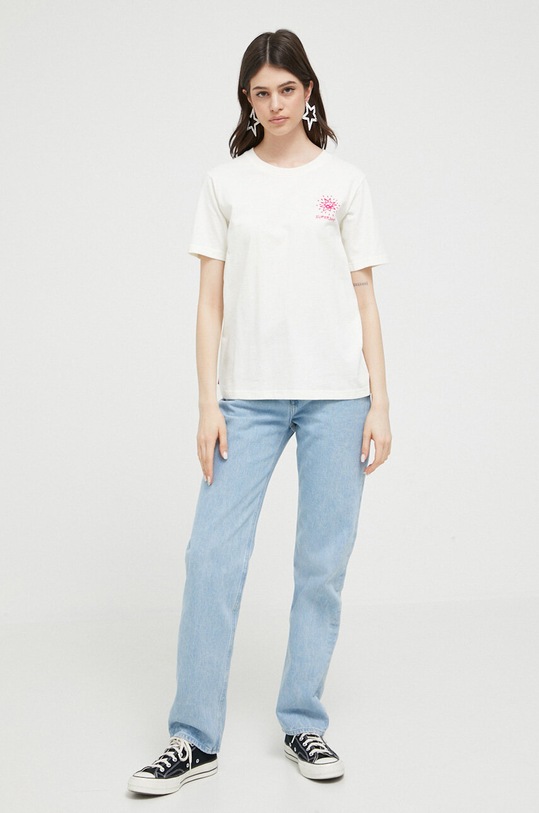 Superdry t-shirt bawełniany W1011092A.71D beżowy SS23
