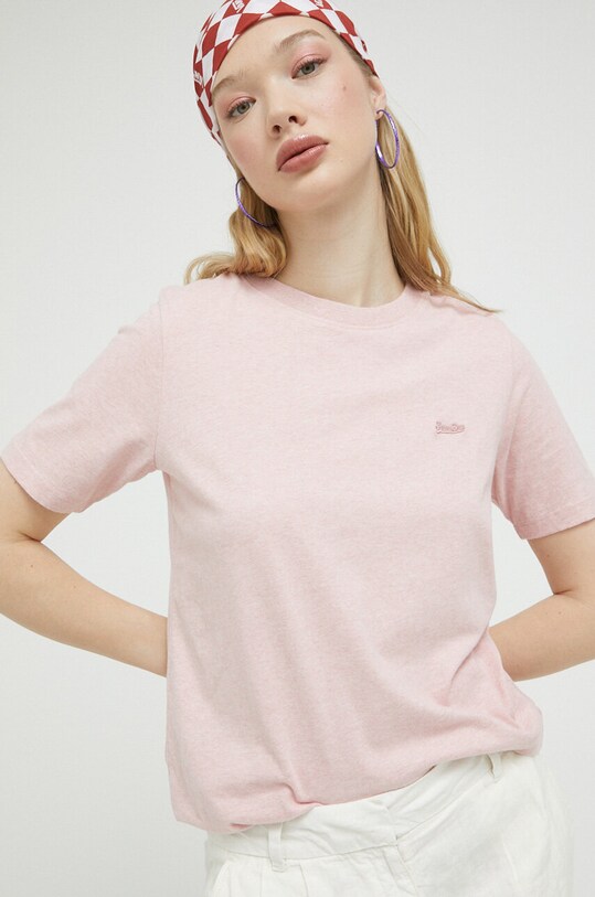 Superdry t-shirt bawełniany regular różowy W1011122A.MKE