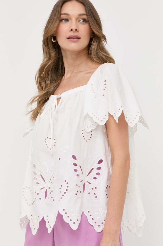 Weekend Max Mara bluza din bumbac model fin alb 2351610131600